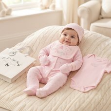 H15191: Baby Girls Welcome Little One 6 Piece Mesh Bag Gift Set (NB-6 Months)